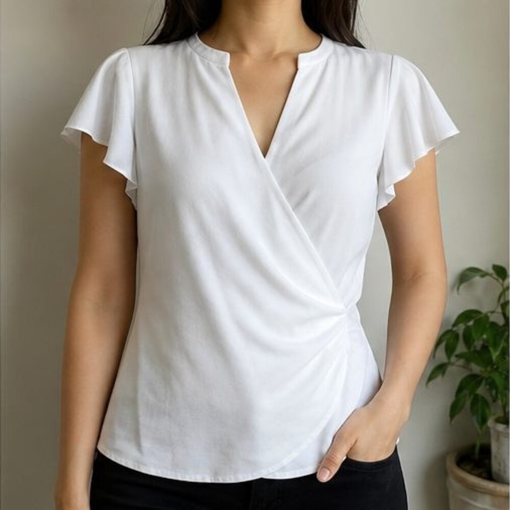 White Ruffle Blouse - Picture 2 of 6